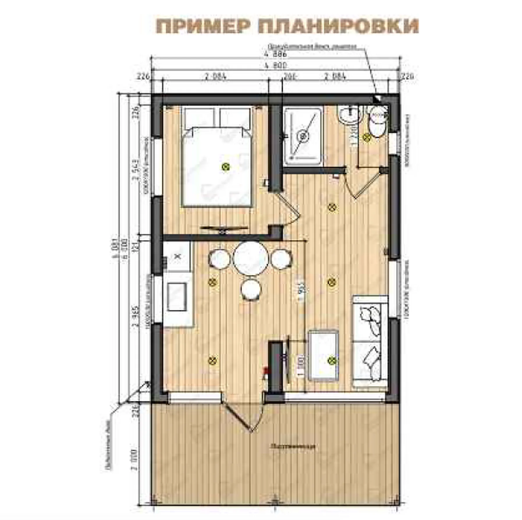 Планировка Барнхаус с террасой