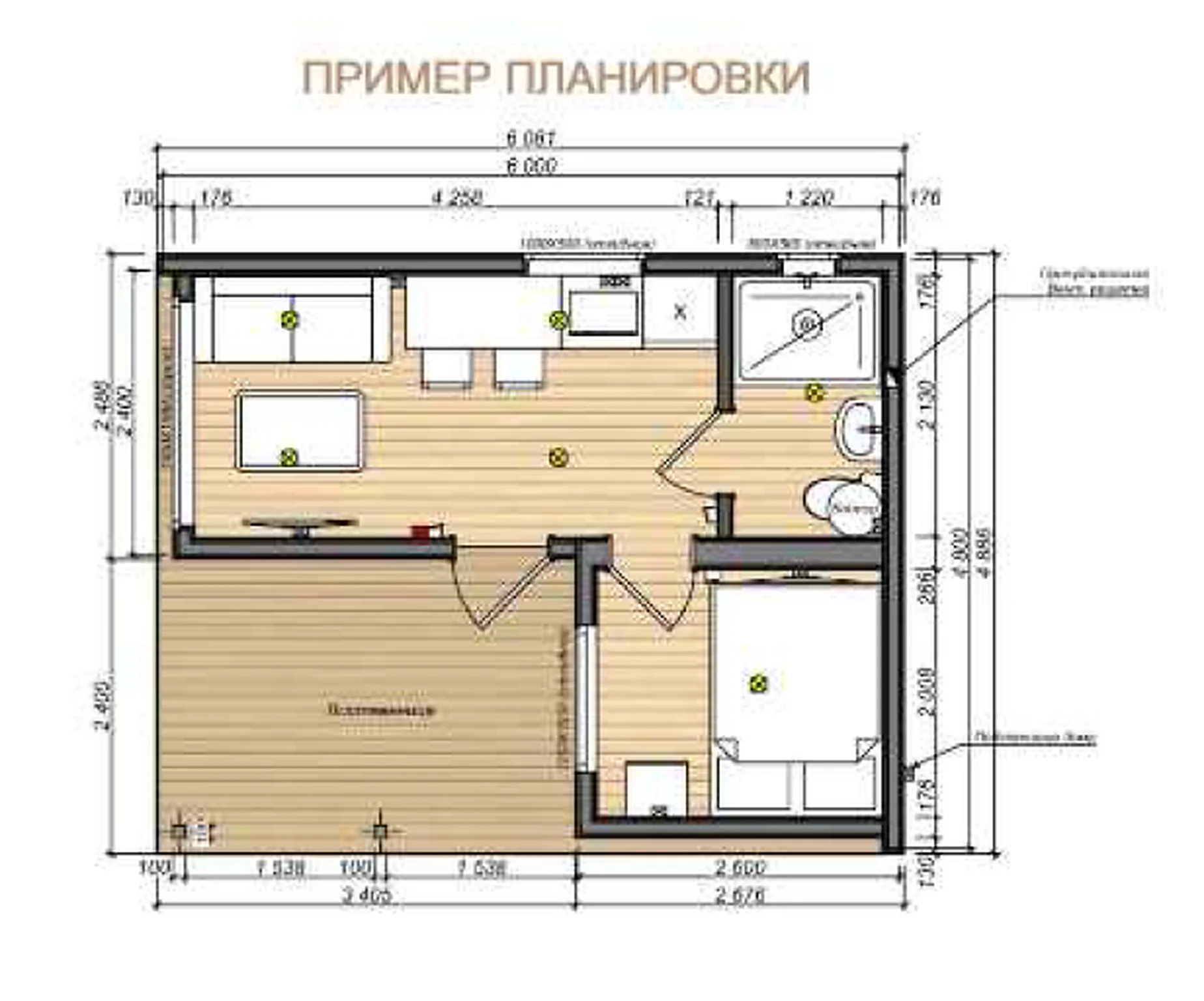 Планировка Угловая Скандинавия с террасой